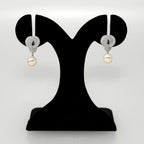 Iridescent Twist And Pearl Drop Earrings Silver Nestasia