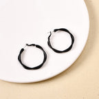 Twisted Multi Layered Black Hoop Earrings Nestasia