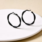 Twisted Multi Layered Black Hoop Earrings Nestasia