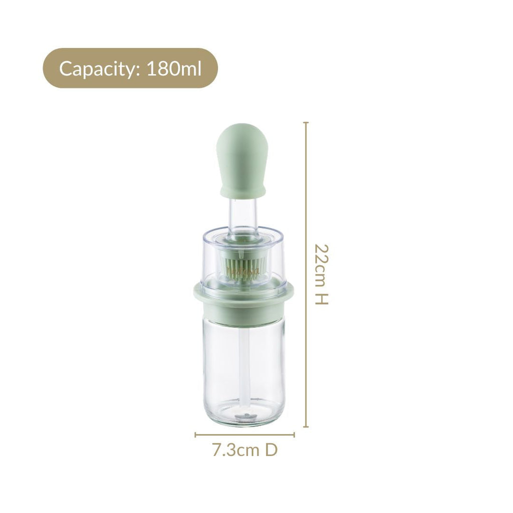 Two In One Oil Brush And Spray Bottle 180ml Green Nestasia