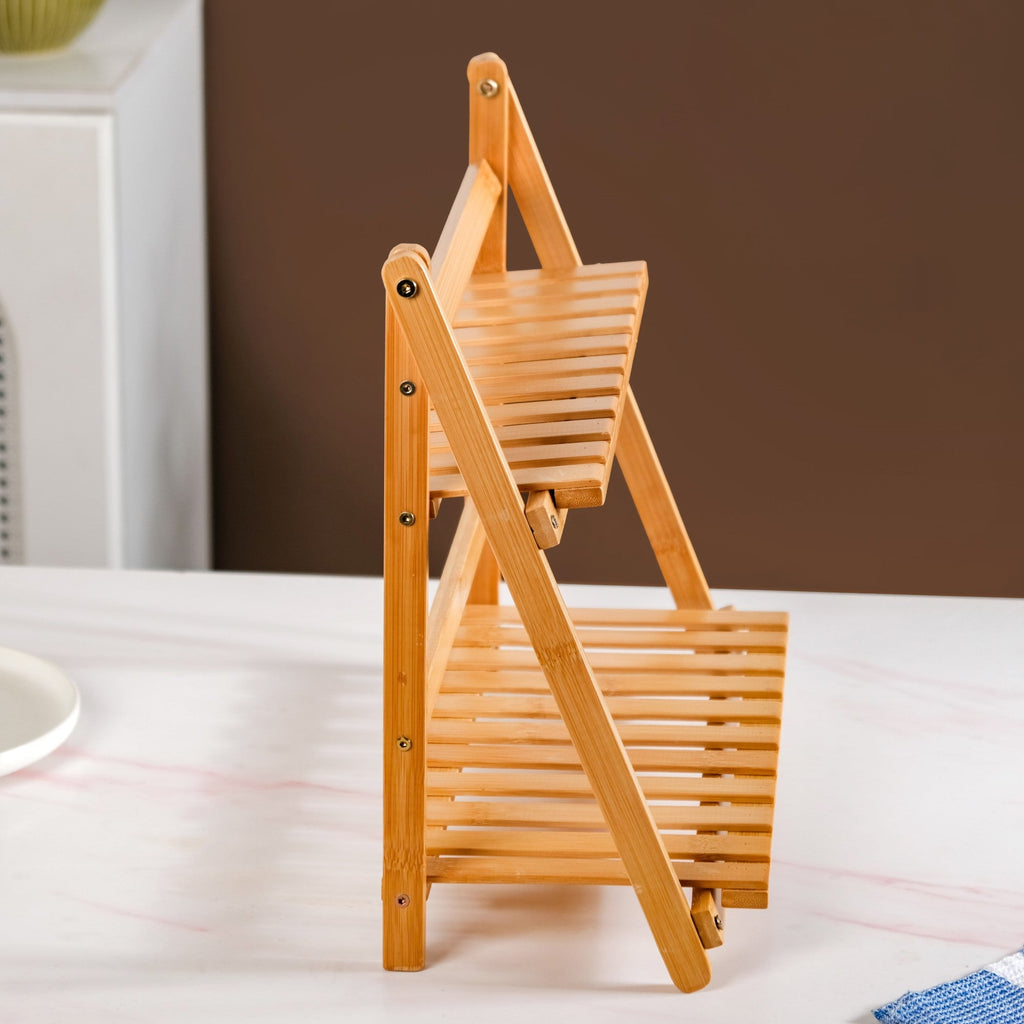 Two Tier Bamboo Countertop Shelf Stand Nestasia