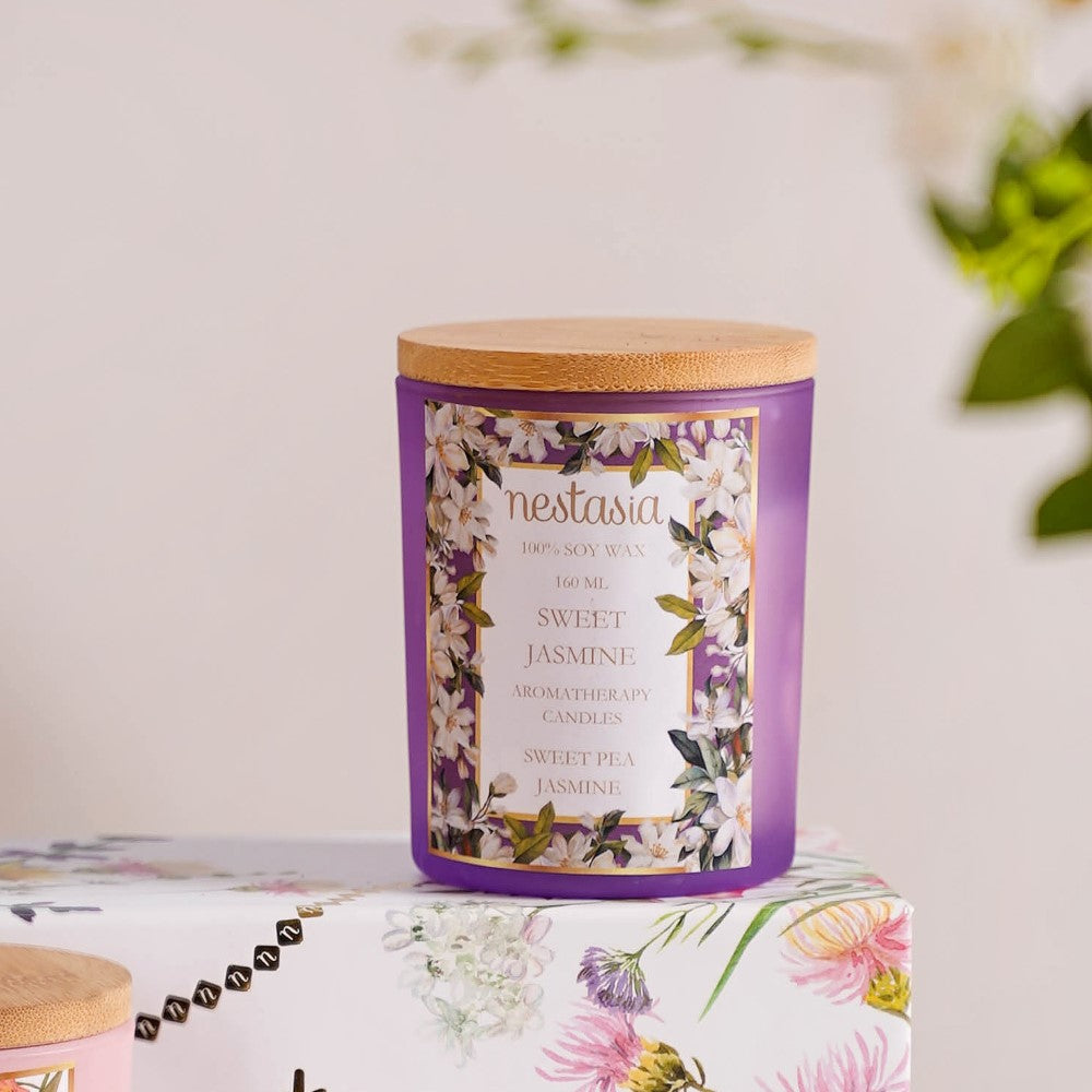 Jasmine & Lily Soy Wax Scented Candles Set Of 2 Nestasia