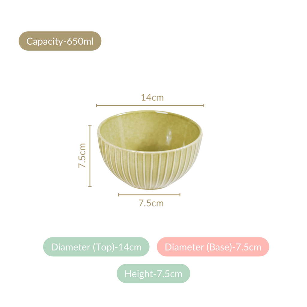 Costola Ceramic Serving Bowl Set Of 4 650ml Nestasia