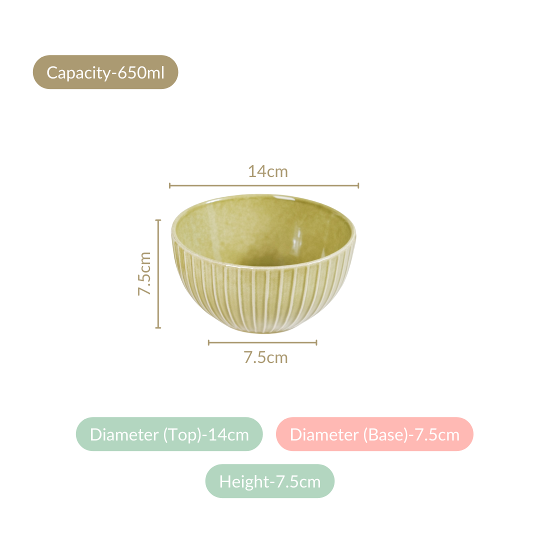 Costola Ceramic Serving Bowl Set Of 4 650ml Nestasia