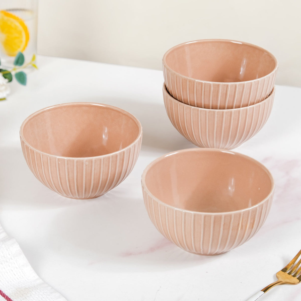 Costola Serving Bowls Set Of 4 Beige 650ml Nestasia