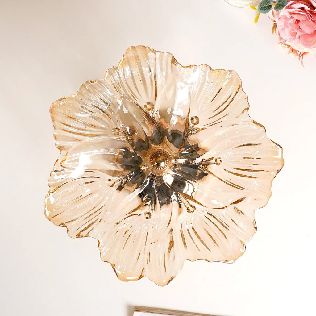 Decorative Crystal Glass Platter With Metal Stand Nestasia