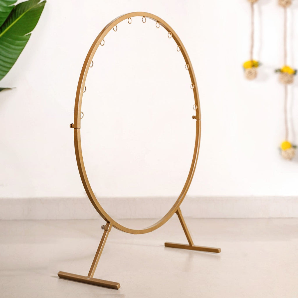 Puja Altar Circular Metal Frame With Lotus Decor 33 Inch Nestasia