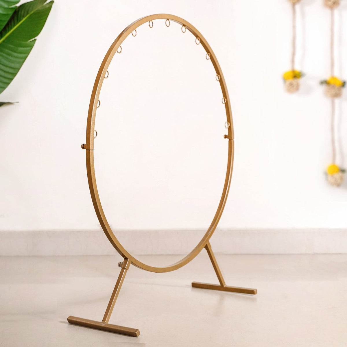 Puja Altar Circular Metal Frame With Lotus Decor 33 Inch Nestasia