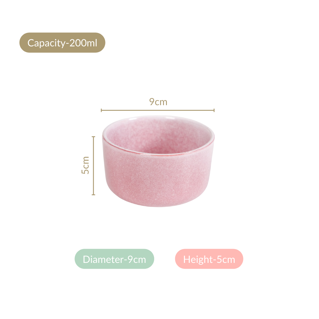 Sera Ceramic Small Bowl Pink Set Of 6 200ml Nestasia