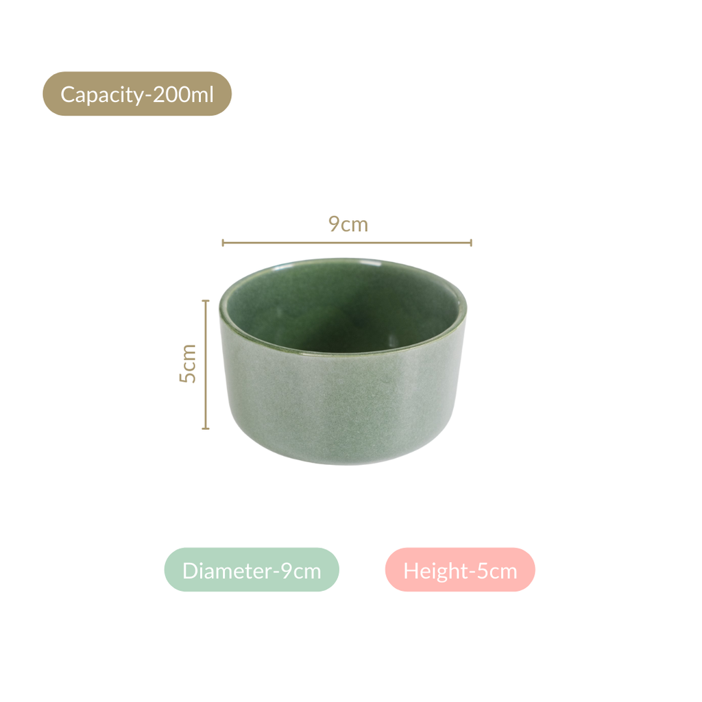 Sera Set Of 6 Round Ceramic Small Bowl Sage Green 200ml Nestasia