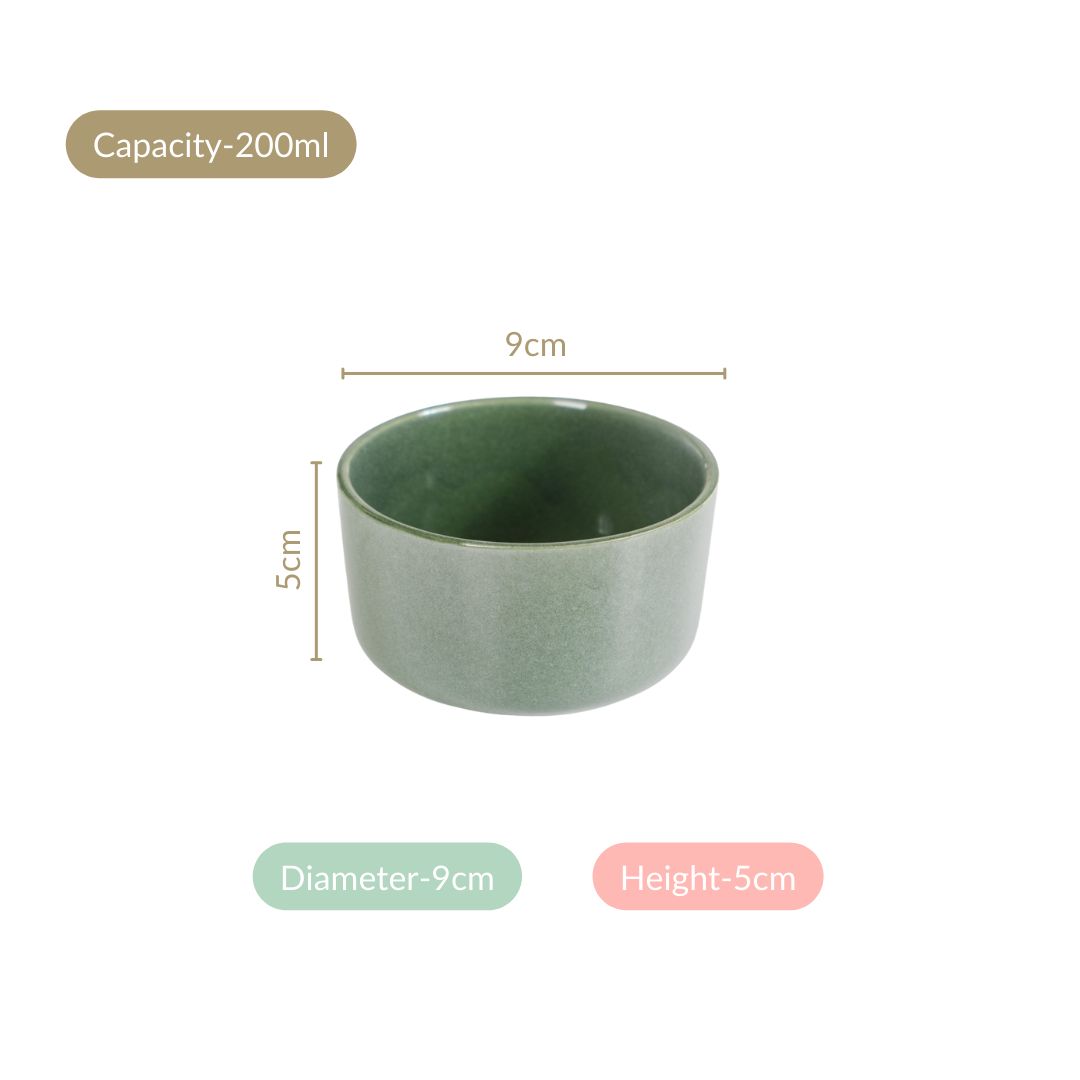 Sera Set Of 6 Round Ceramic Small Bowl Sage Green 200ml Nestasia
