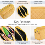 Velvet Travel Makeup Pouch Yellow Nestasia