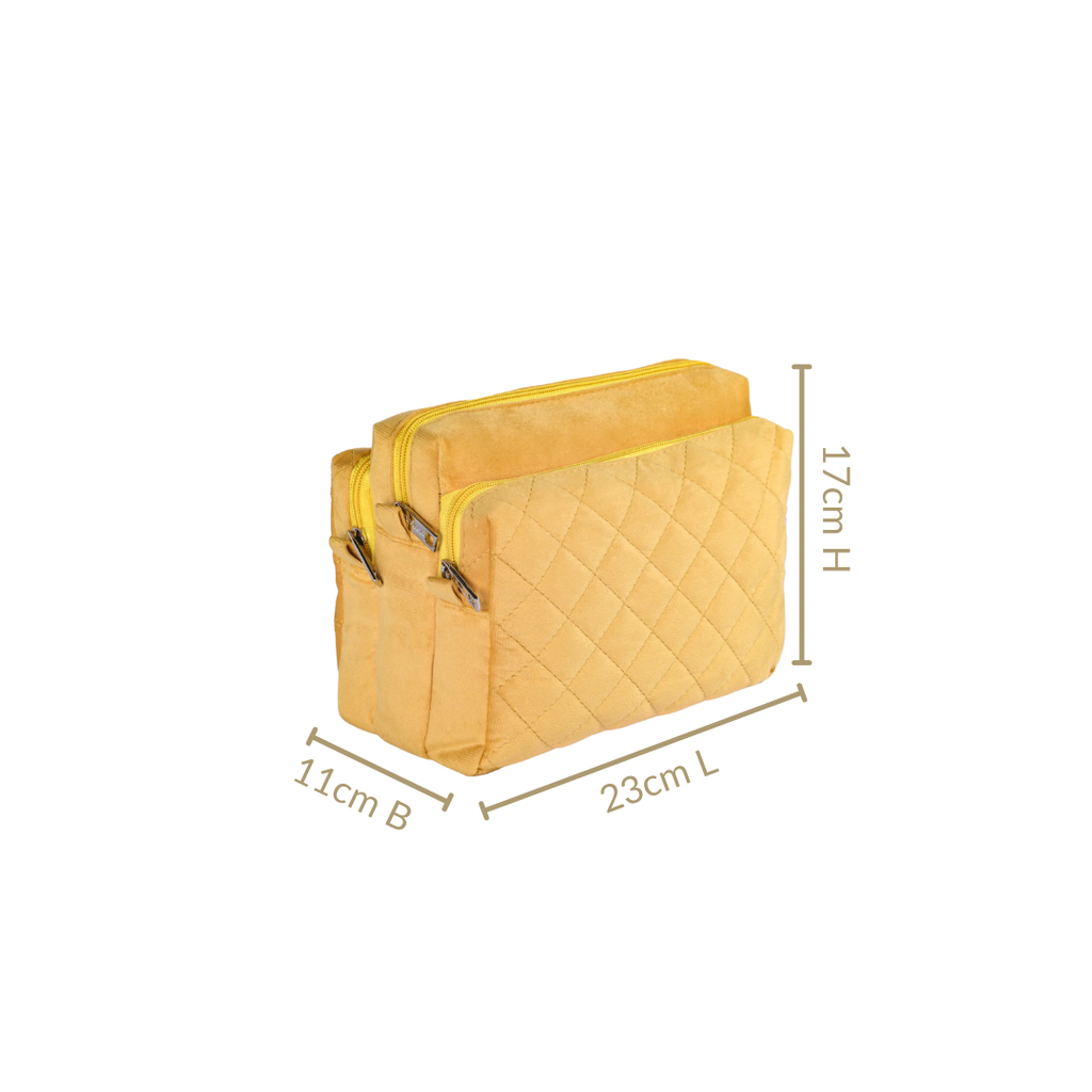 Velvet Travel Makeup Pouch Yellow Nestasia