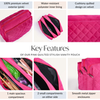 Pink Quilted Stylish Vanity Pouch Nestasia