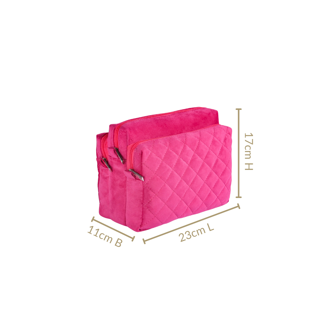 Pink Quilted Stylish Vanity Pouch Nestasia