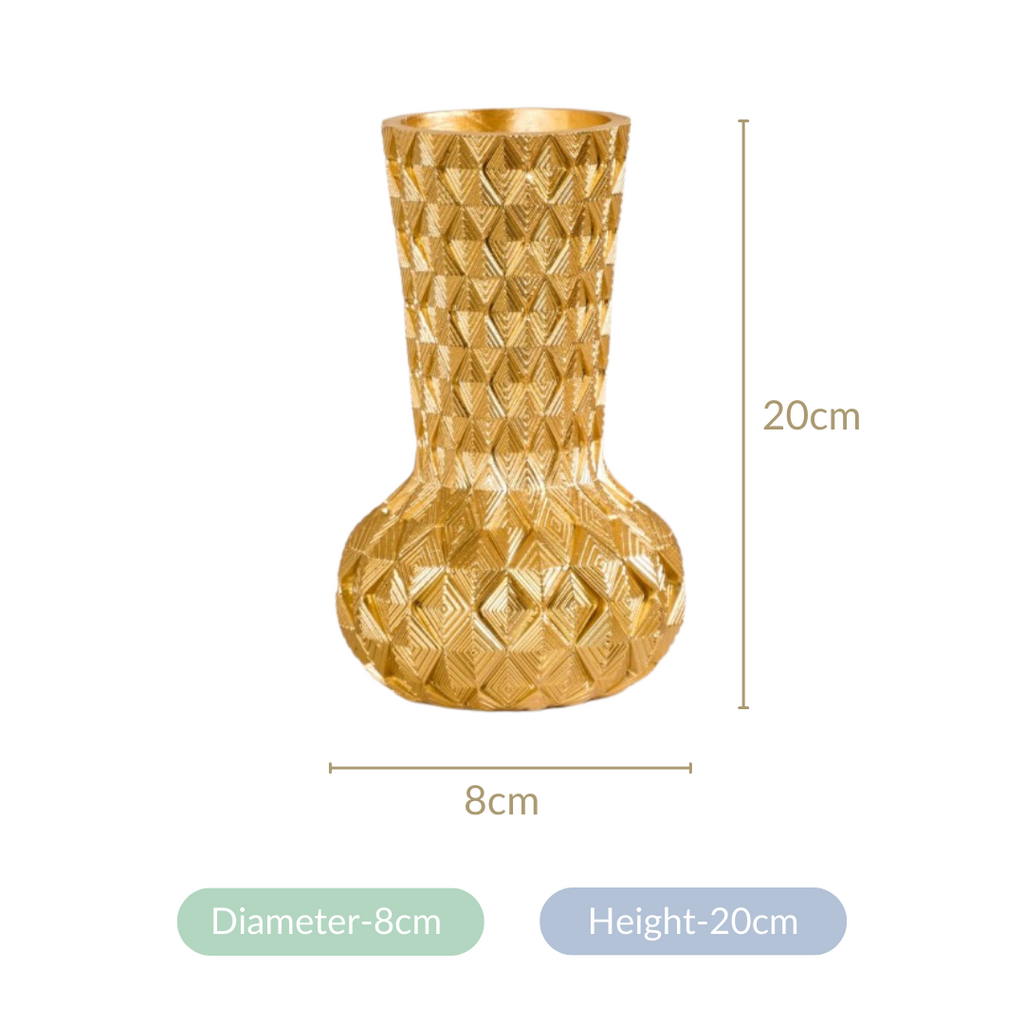 Luxe Textured Golden Flower Vase Nestasia