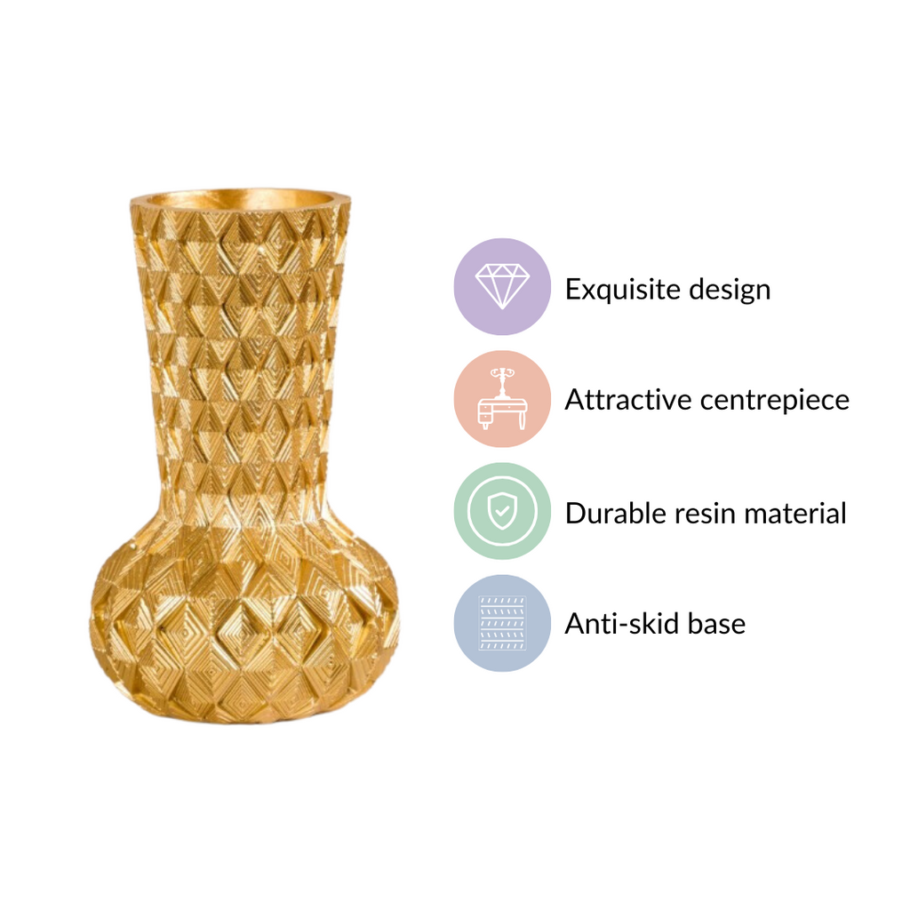 Luxe Textured Golden Flower Vase Nestasia