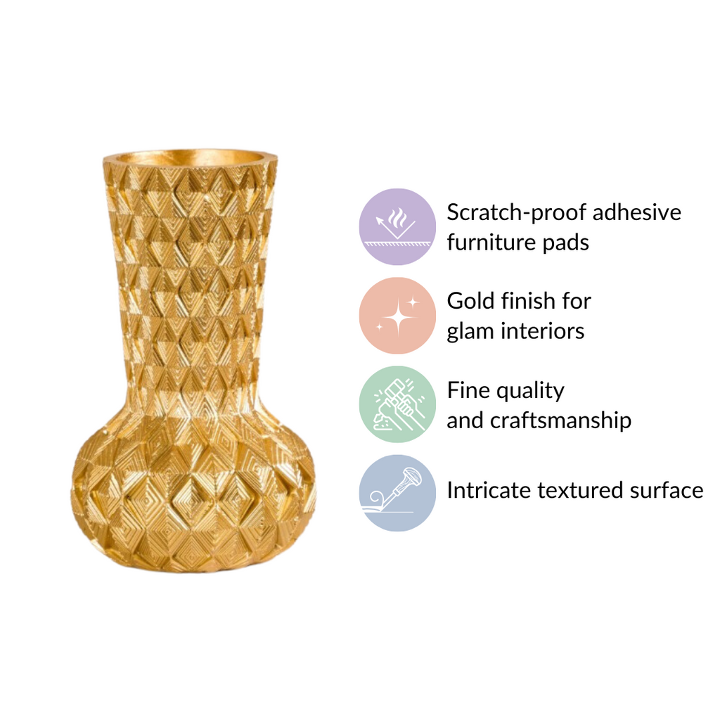 Luxe Textured Golden Flower Vase Nestasia