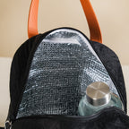 Sling Velvet Thermal Insulated Lunch Bag Black Nestasia