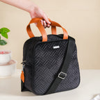 Sling Velvet Thermal Insulated Lunch Bag Black Nestasia