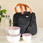 Sling Velvet Thermal Insulated Lunch Bag Black Nestasia