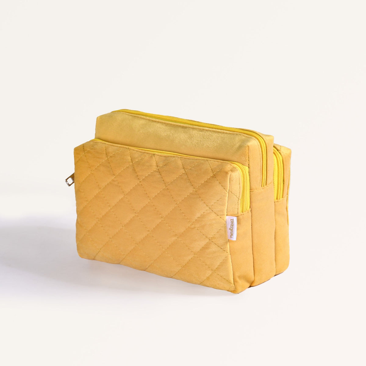 Velvet Travel Makeup Pouch Yellow Nestasia