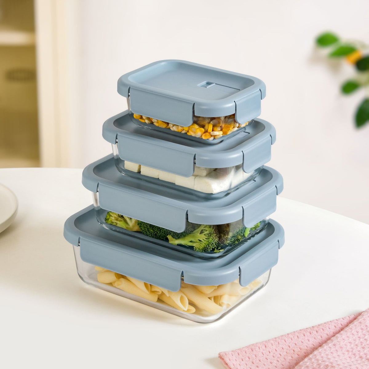 Venti Food Containers Blue Set Of 4 370ml 660ml 1000ml 1500ml Nestasia