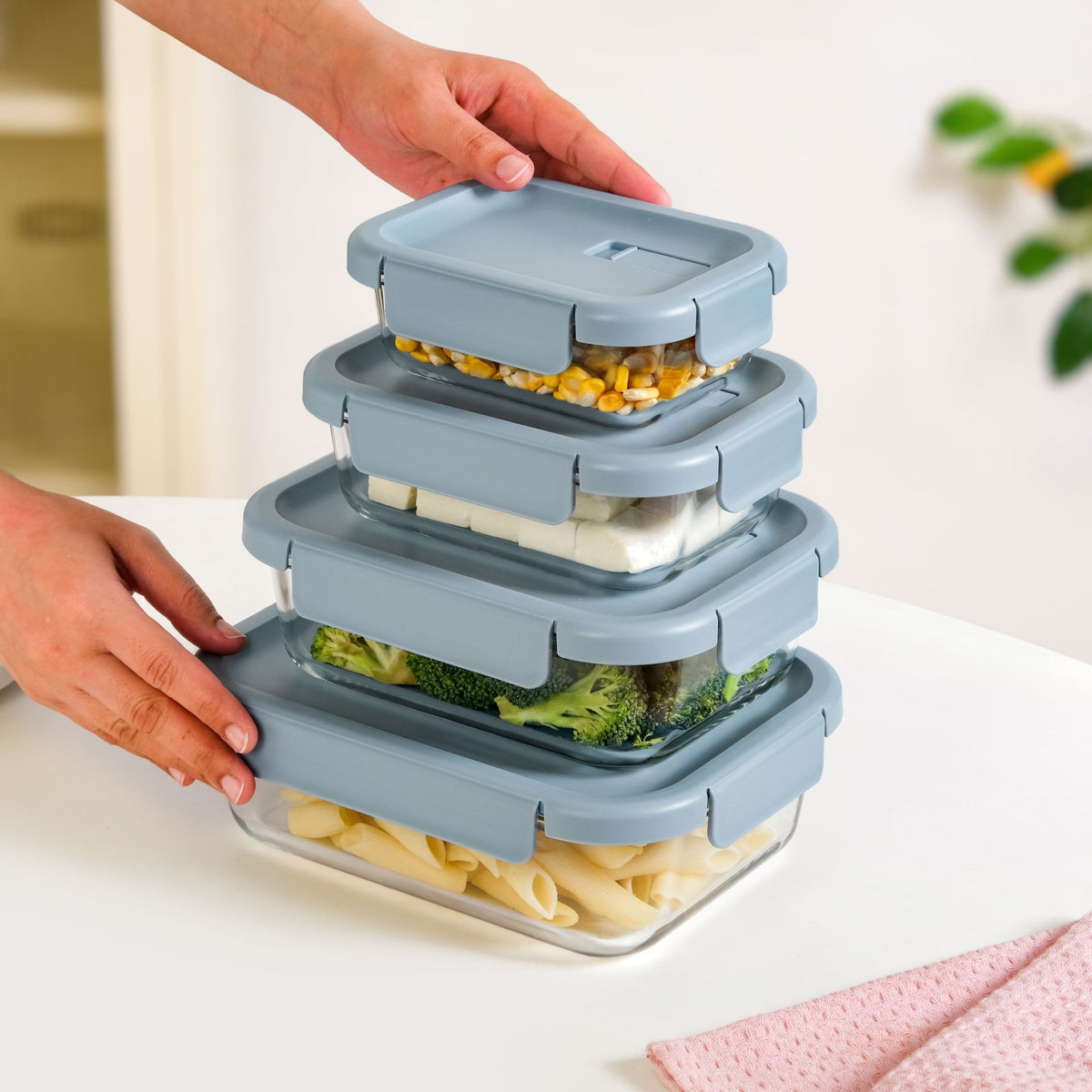 Venti Food Containers Blue Set Of 4 370ml 660ml 1000ml 1500ml Nestasia