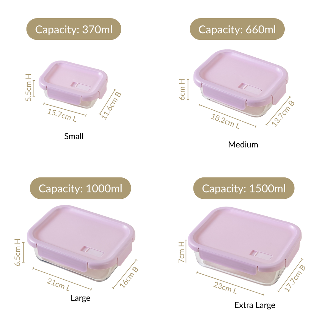 Venti Food Containers Lavender Set Of 4 370ml 660ml 1000ml 1500ml Nestasia