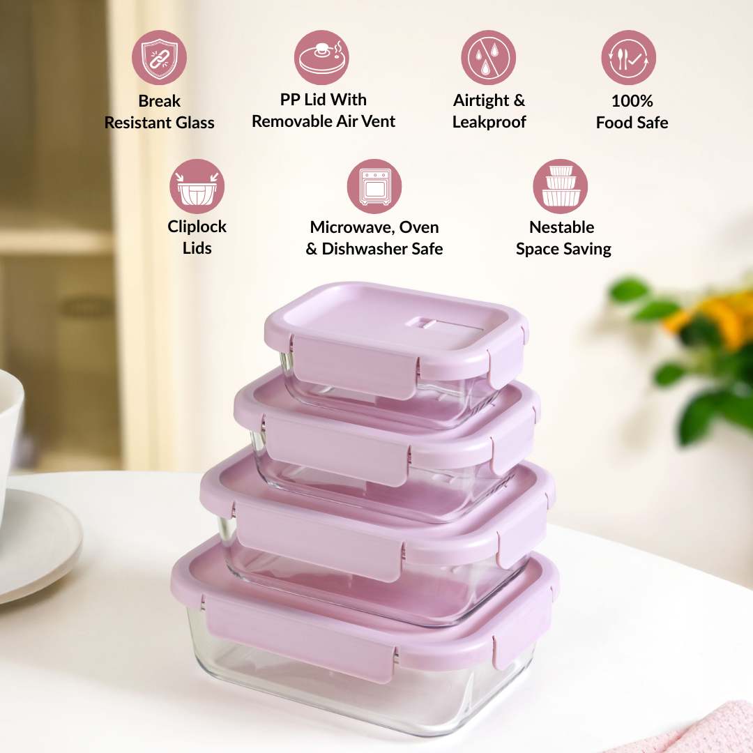Venti Food Containers Lavender Set Of 4 370ml 660ml 1000ml 1500ml Nestasia