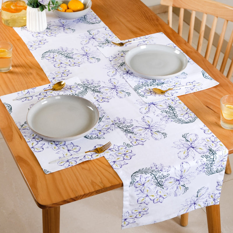 Verde Pure Cotton Table Runner And Placemat Set Of 7 Nestasia
