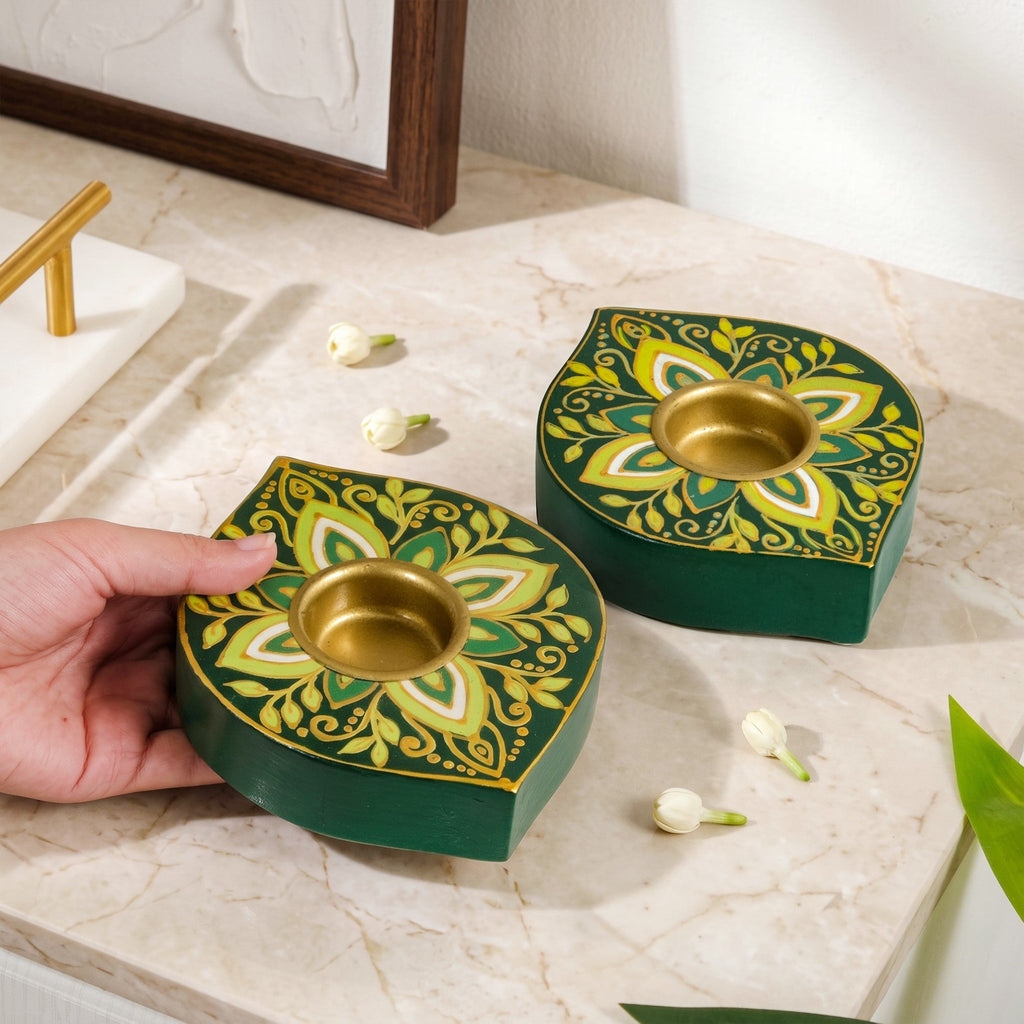 Lumira Handpainted Tealight Set Of 2 Nestasia