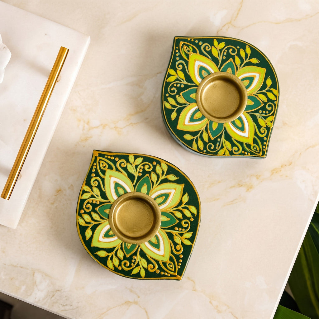 Lumira Handpainted Tealight Set Of 2 Nestasia
