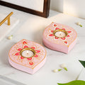 Viana Wooden Handpainted Tealight Holder Set Of 2 Nestasia