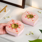 Viana Wooden Handpainted Tealight Holder Set Of 2 Nestasia
