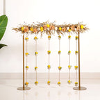 Luxurious Gold Backdrop Frame With Flower Decor 36 Inch Nestasia