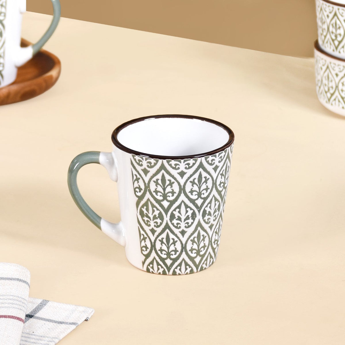 Baroque Tea Cup Set Of 6 Sage Green 200ml Nestasia