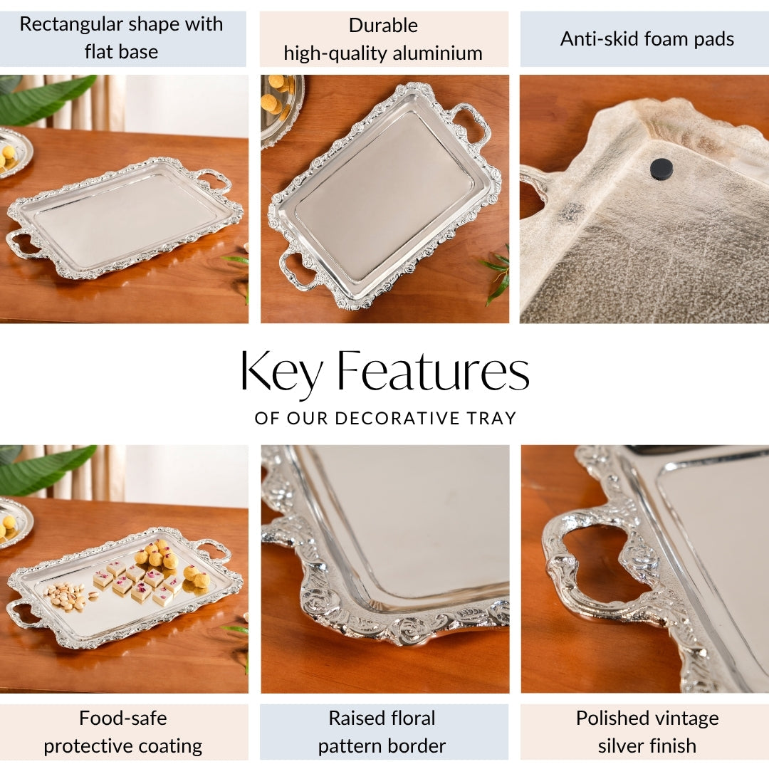 Royalcore Decorative Metal Tray With Handles Nestasia