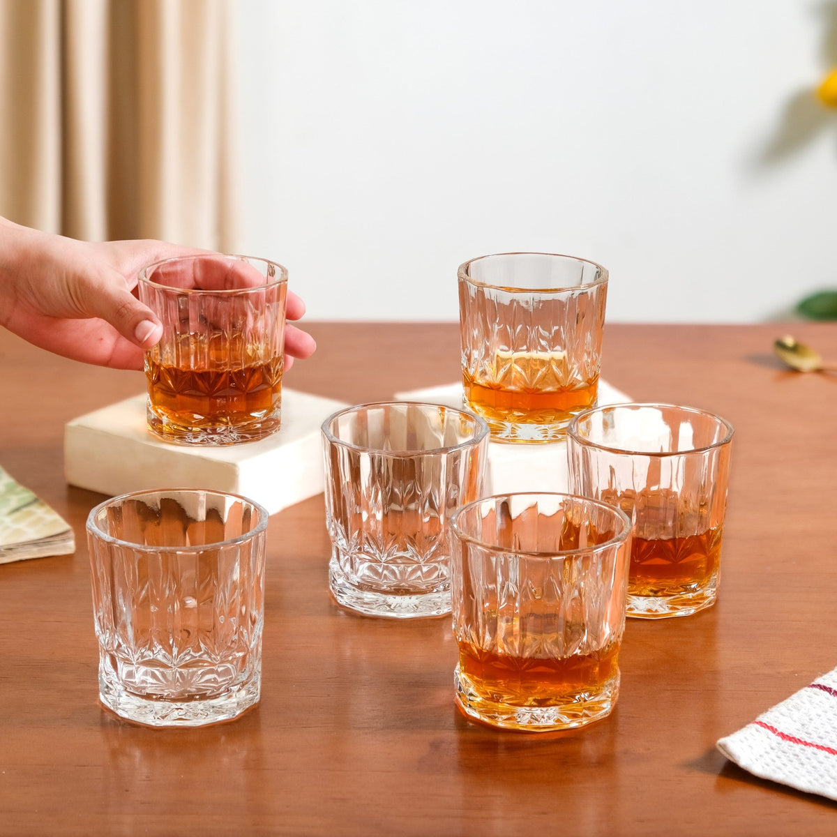 Set Of 6 Vintage Old Fashioned Whiskey Glasses 230ml Nestasia
