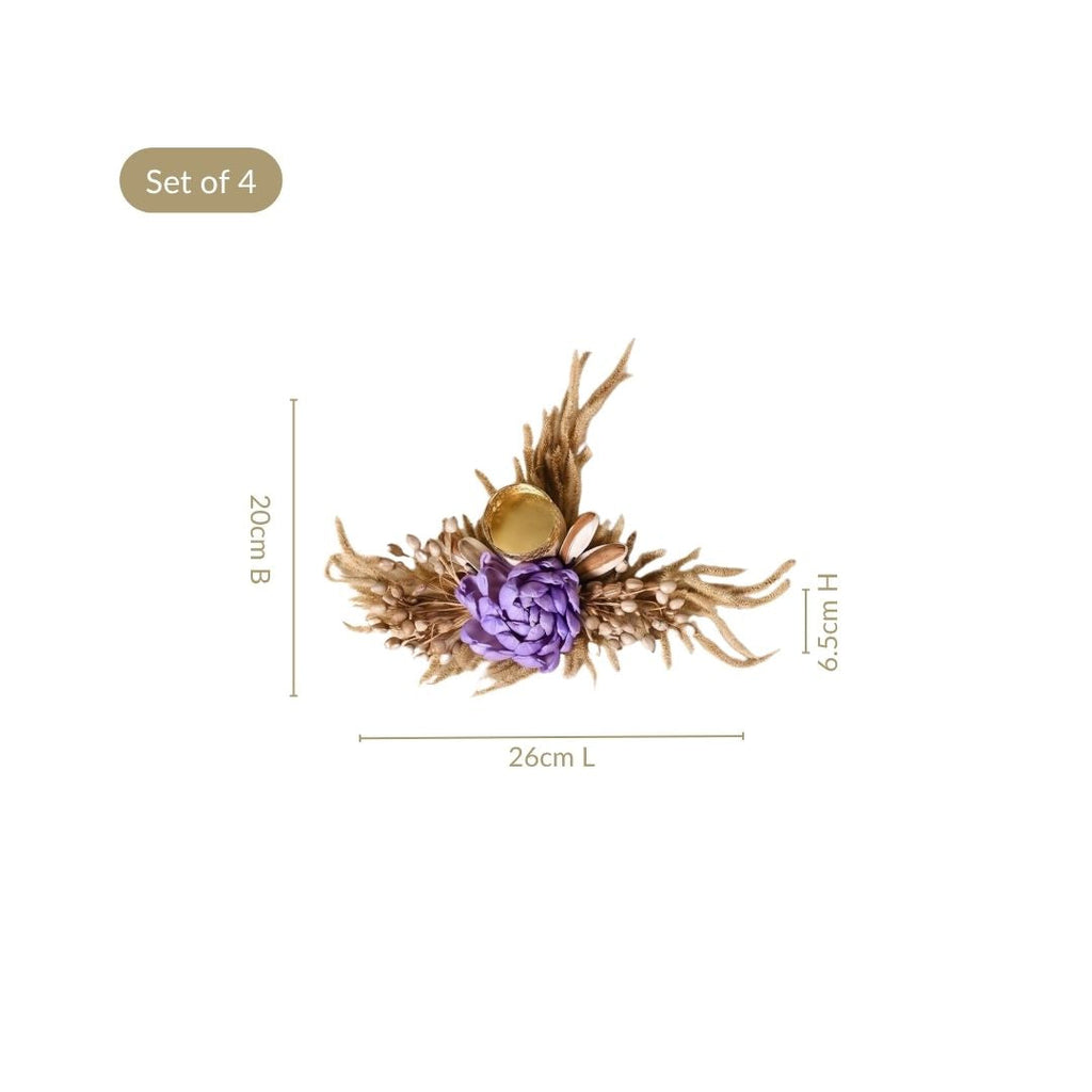 Violetta Organic Dried Flower Tealight Holder Lavender Set Of 4 Nestasia