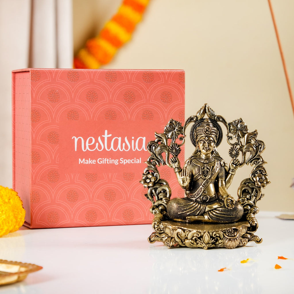 Vishnupriya Maha Laxmi Pure Brass Idol With Gift Box 10cm Nestasia