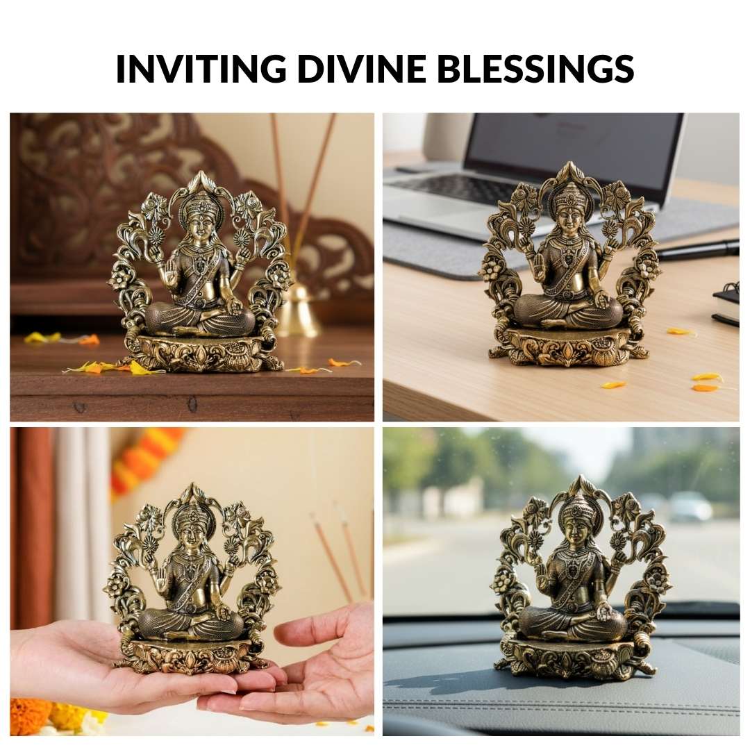 Vishnupriya Maha Laxmi Pure Brass Idol With Gift Box 10cm Nestasia