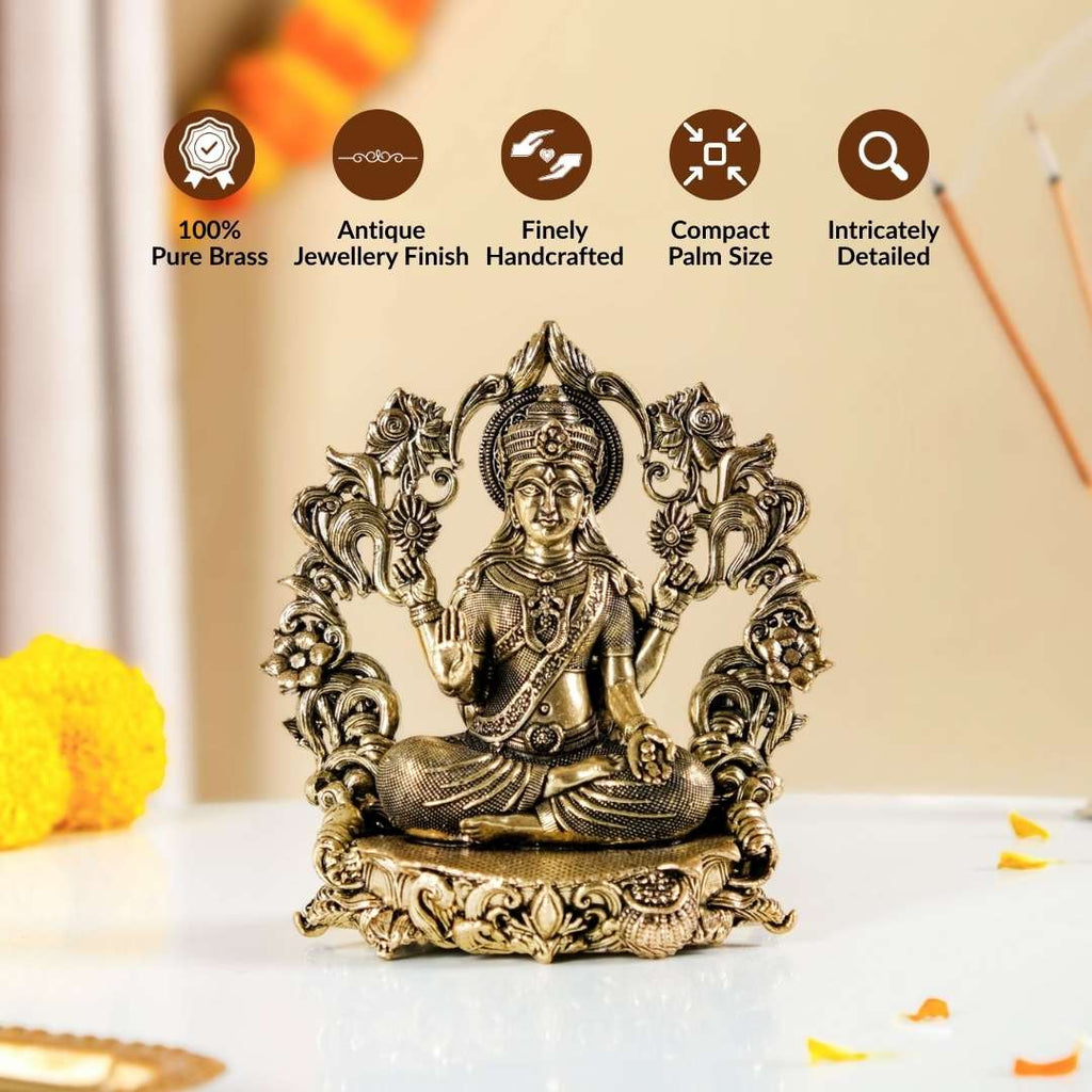 Vishnupriya Maha Laxmi Pure Brass Idol With Gift Box 10cm Nestasia