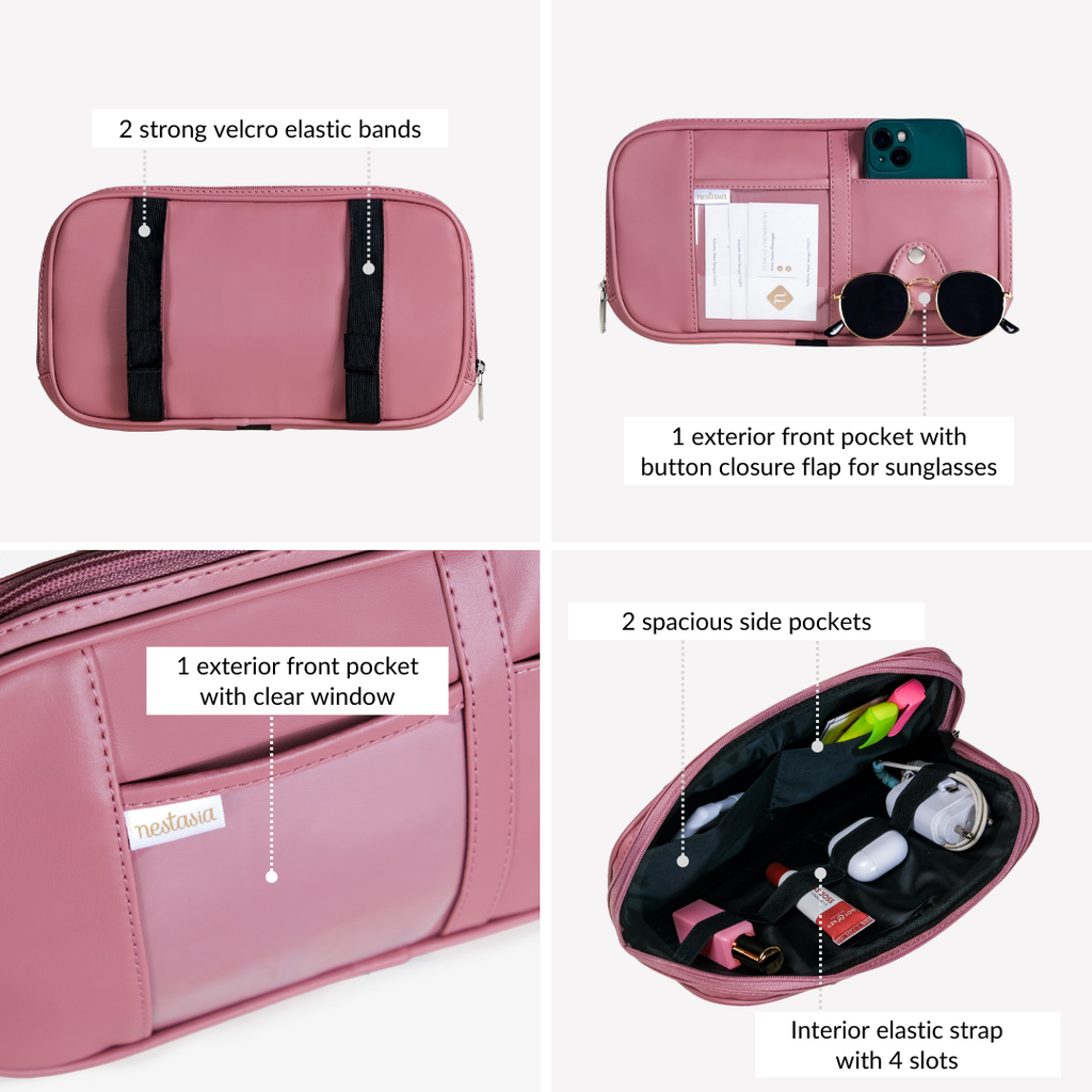 Vegan Leather Large Capacity Car Visor Organizer Nestasia