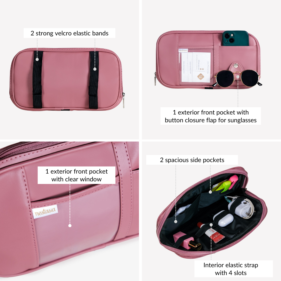 Vegan Leather Large Capacity Car Visor Organizer Nestasia