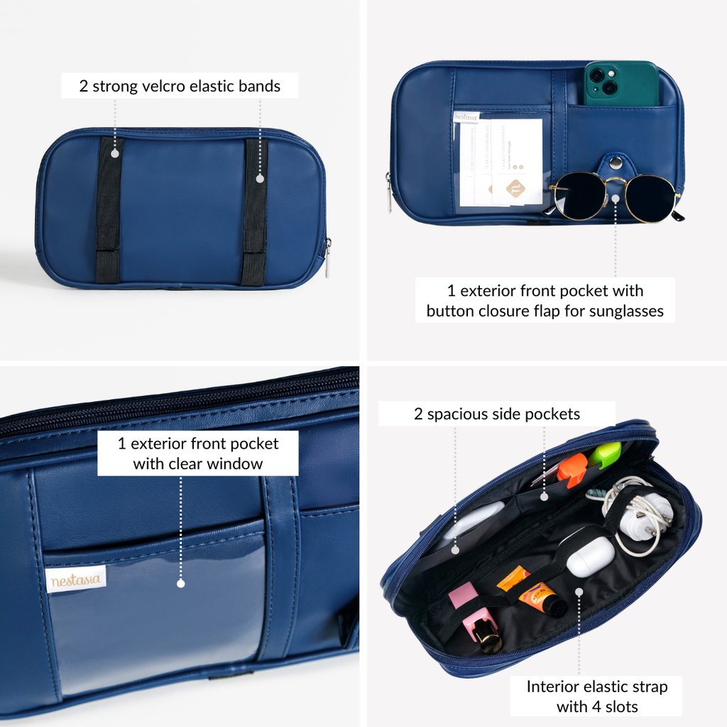 Multipurpose Car Sun Visor Organizer Blue Nestasia