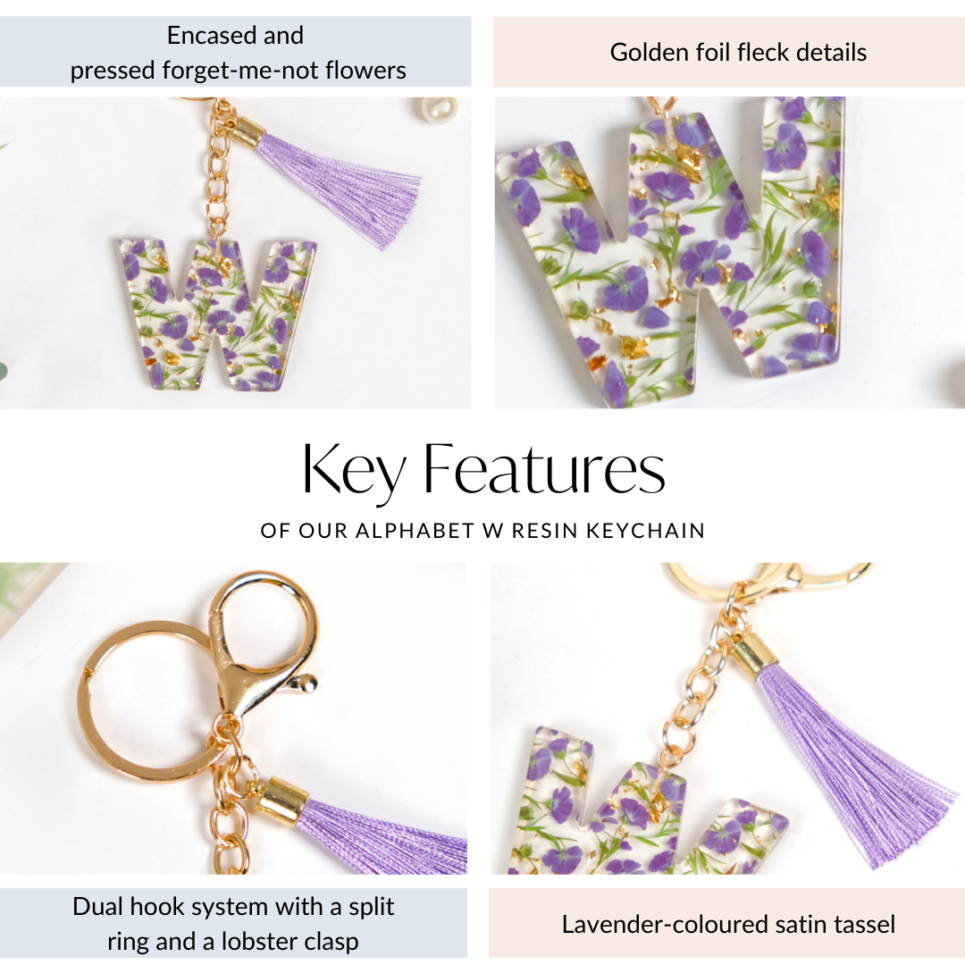 Wonderous Wildflower W Alphabet Keyring Nestasia