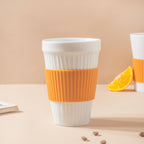 White Ribbed Drinkware With Silicone Band 400 ml Nestasia