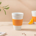 White Ribbed Drinkware With Silicone Band 400 ml Nestasia