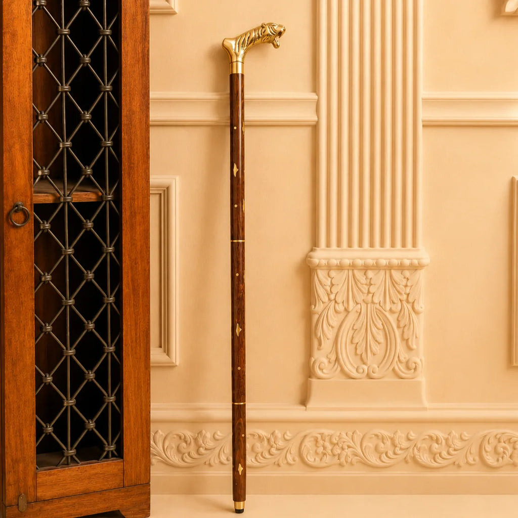 Brass Wooden Walking Stick (37 Inch) Vedansh Craft